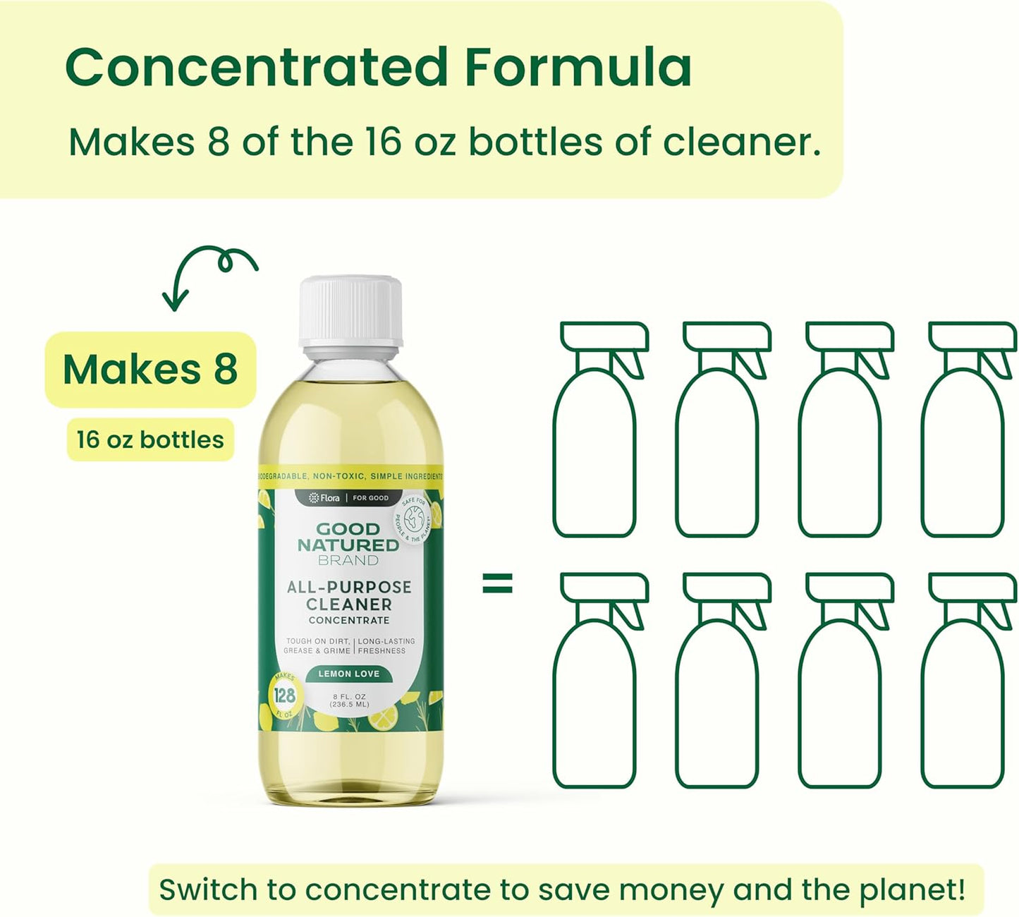 Good Natured Brand All-Purpose Cleaner Concentrate | Multi-Surface Cleaner | Natural Lemon