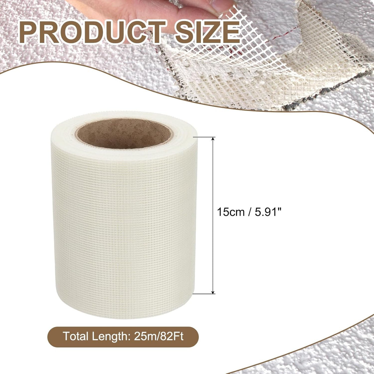 PATIKIL Drywall Repair Mesh Tape, 6 inch x 82 ft Fiberglass Repair Patch Self-Adhesive Dry Wall