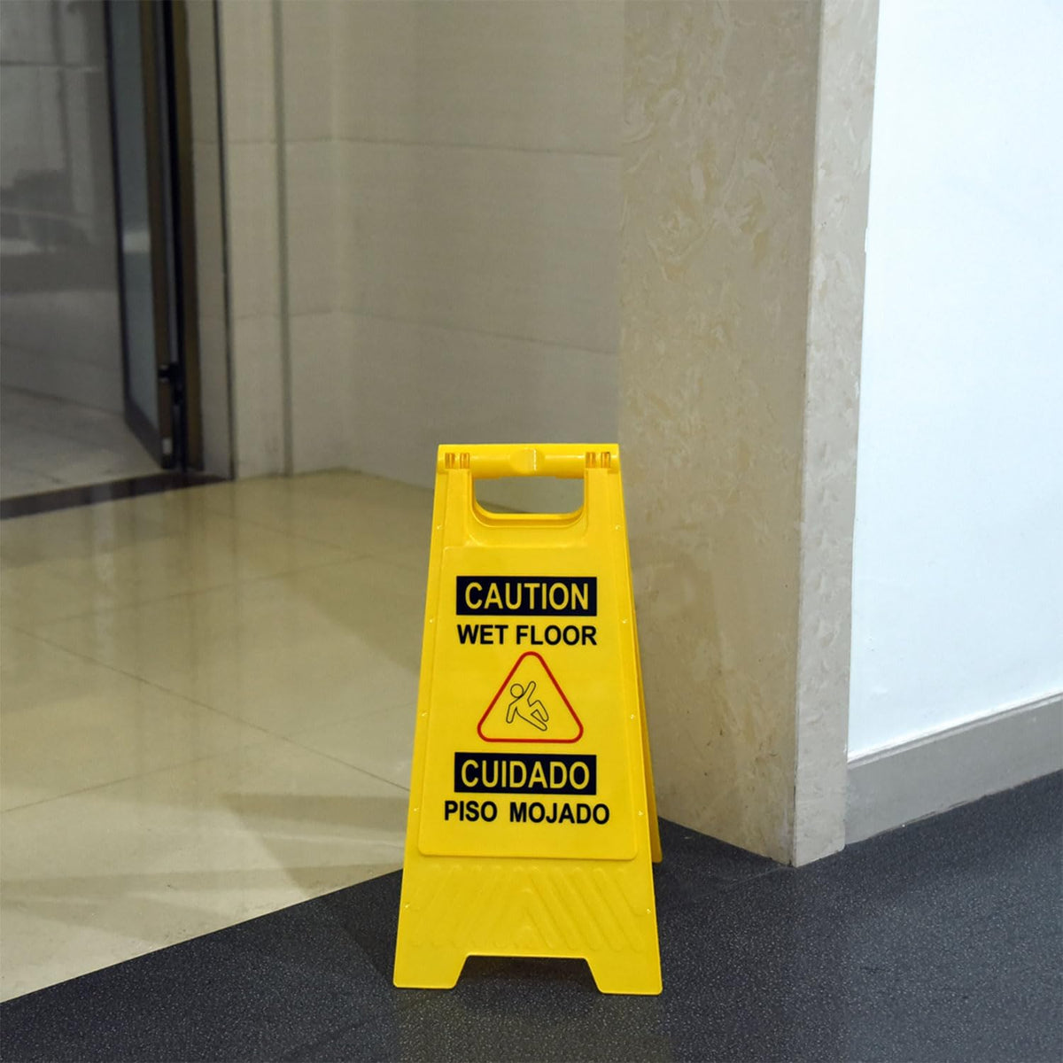 12-Pack Bilingual Caution Wet Floor Signs, A-Frame Double-Sided Warning Signs for Indoor & Outdoor