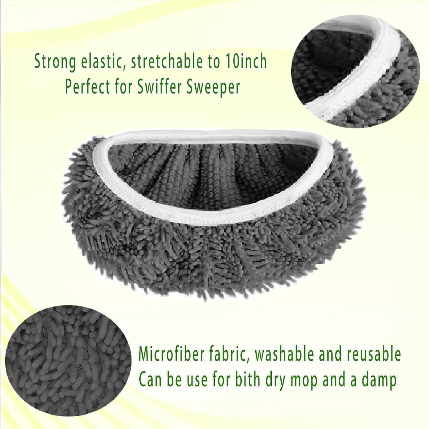Reusable Microfiber Mop Pads Washable Wet Pads Compatible with Swiffer Sweeper Refills Pads for Wet