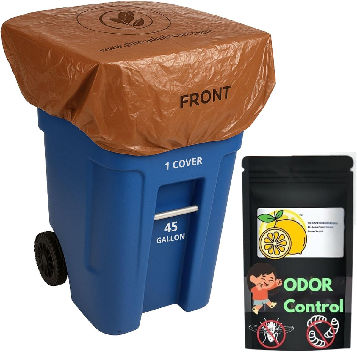 Trash Can Cover Odor Eliminating Bag with Elastic Rubber Band Lemon Scented Durable Effective