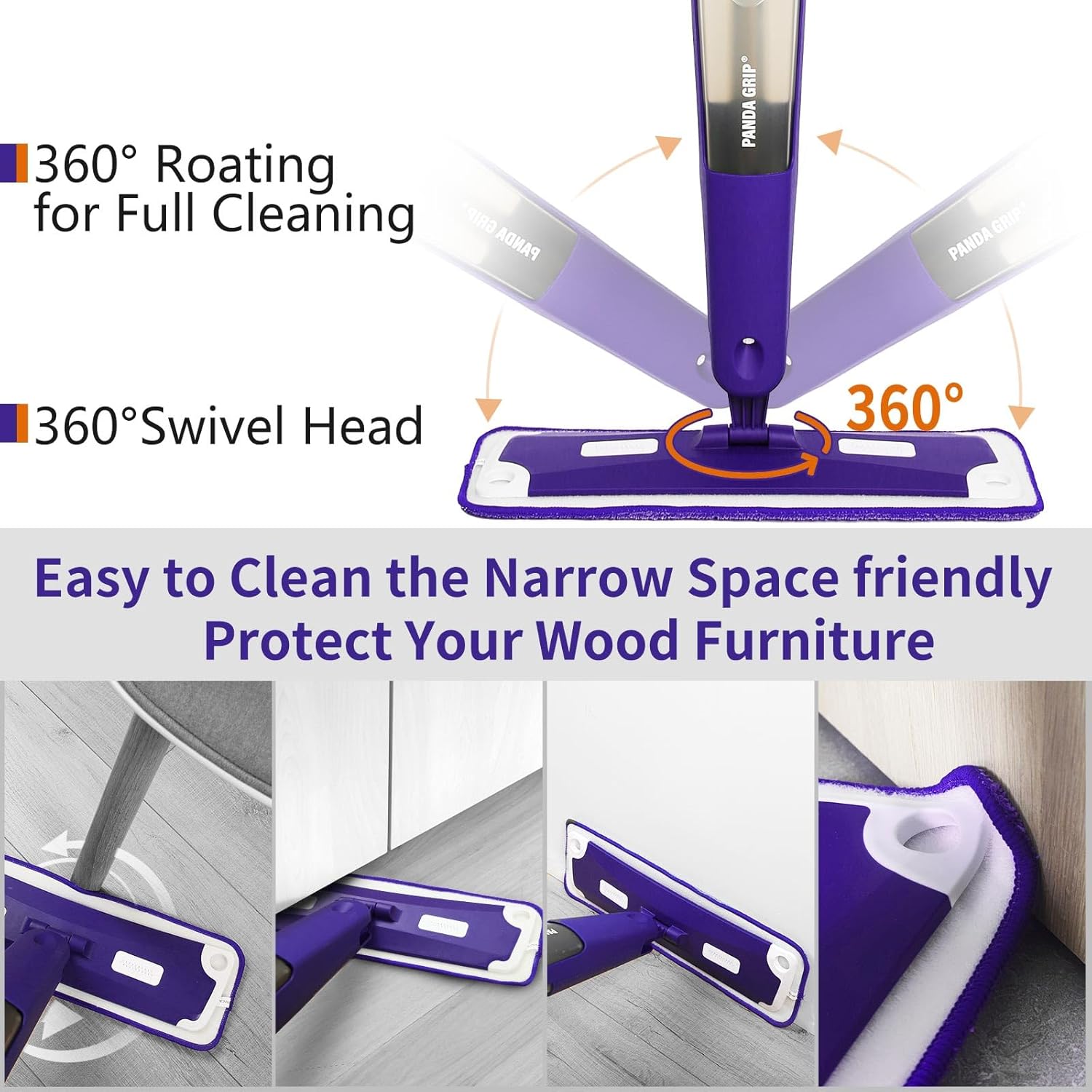 Mops for Floor Cleaning, Wet and Dry Spray Mop with Refillable Spray Bottle and 3 Washable