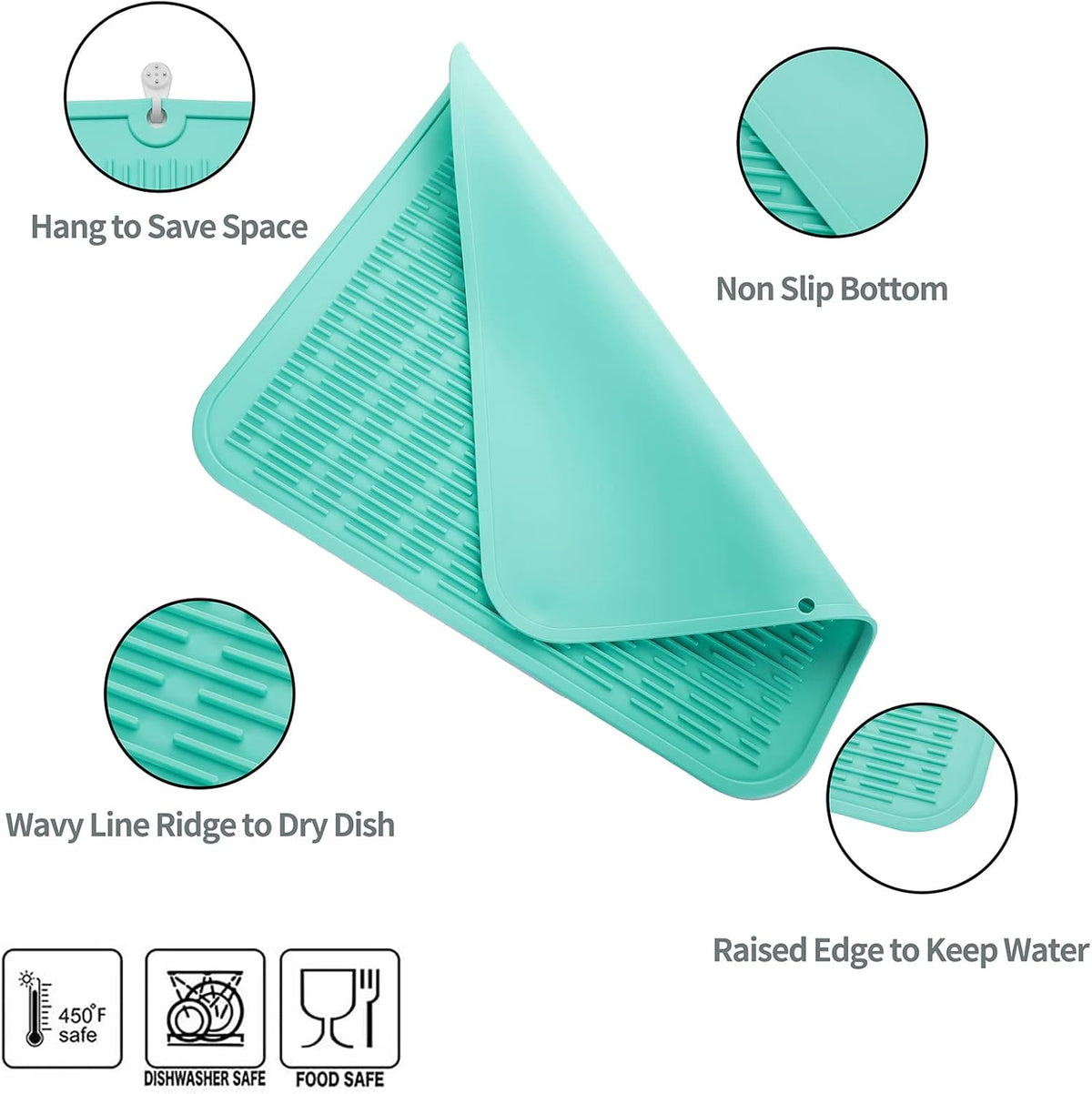 Silicone Dish Drying Mat for Multiple Usage,Easy clean,Eco-friendly,Heat-resistant Silicone Mat for