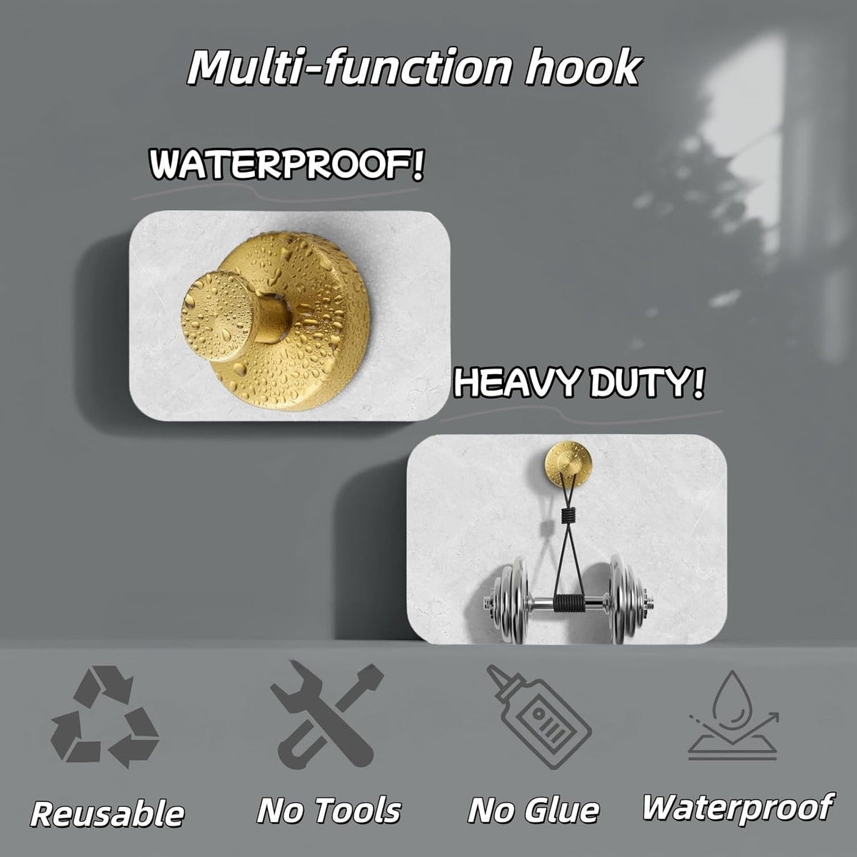 2025 Upgraded Stainless Steel Heavy Duty Suction Cup Hooks for Shower Bathroom Accessories