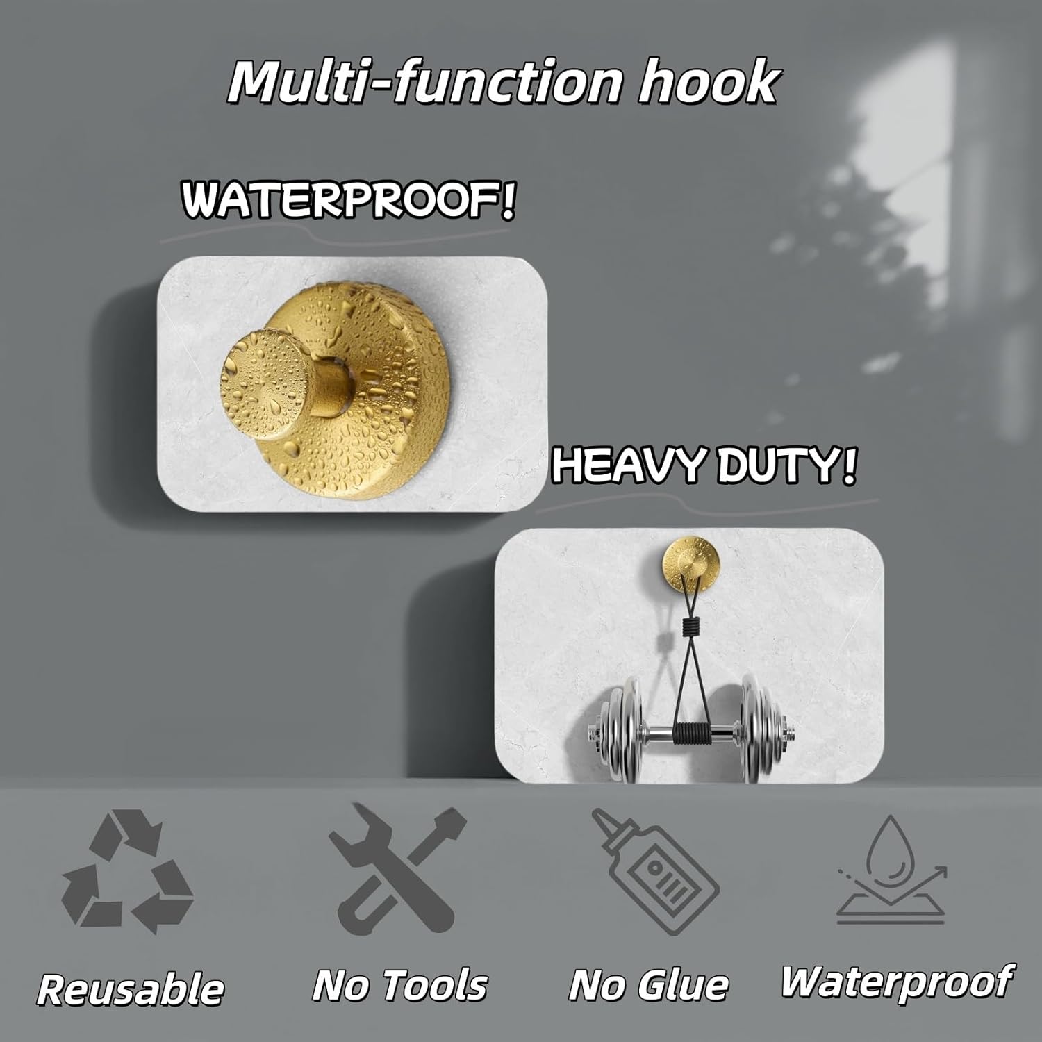 2025 Upgraded Stainless Steel Heavy Duty Suction Cup Hooks for Shower Bathroom Accessories