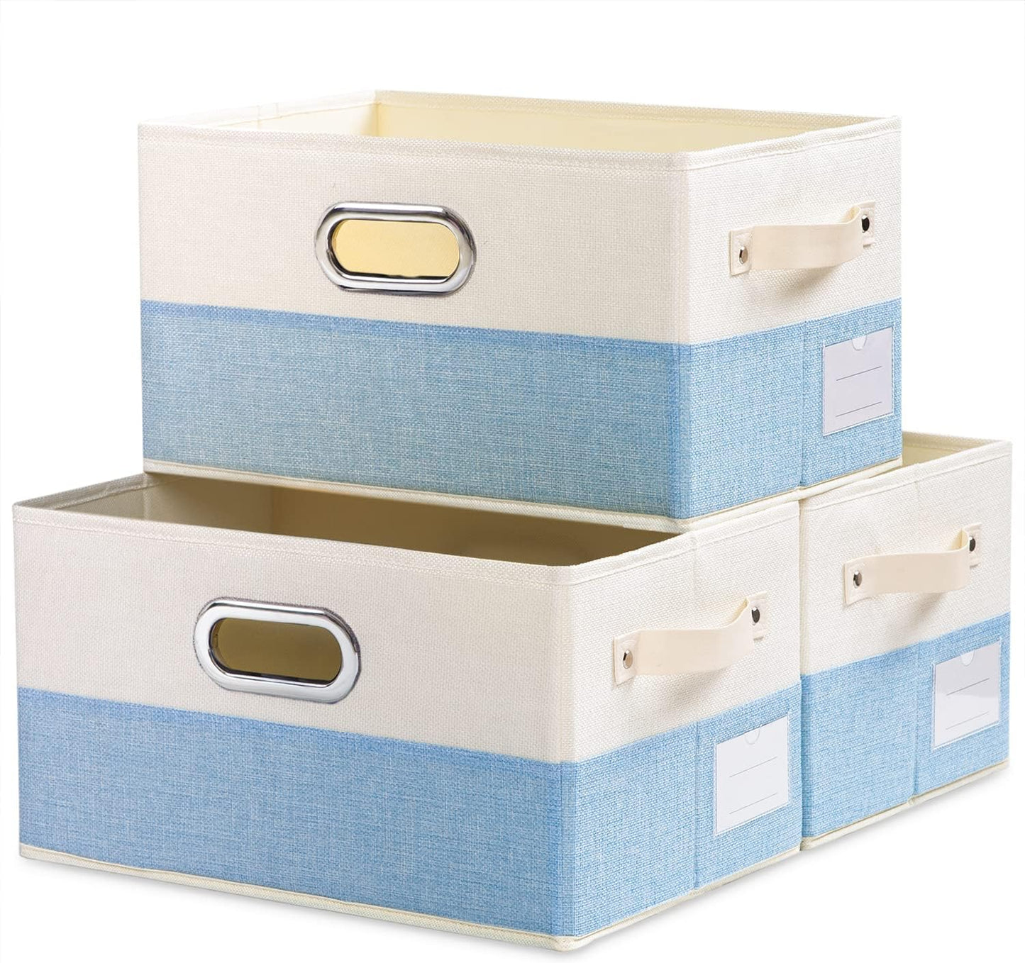 PRANDOM Large Fodable Storage Baskets for Closet [3-pack] Decorative Fabric Storage Bins Cubes with