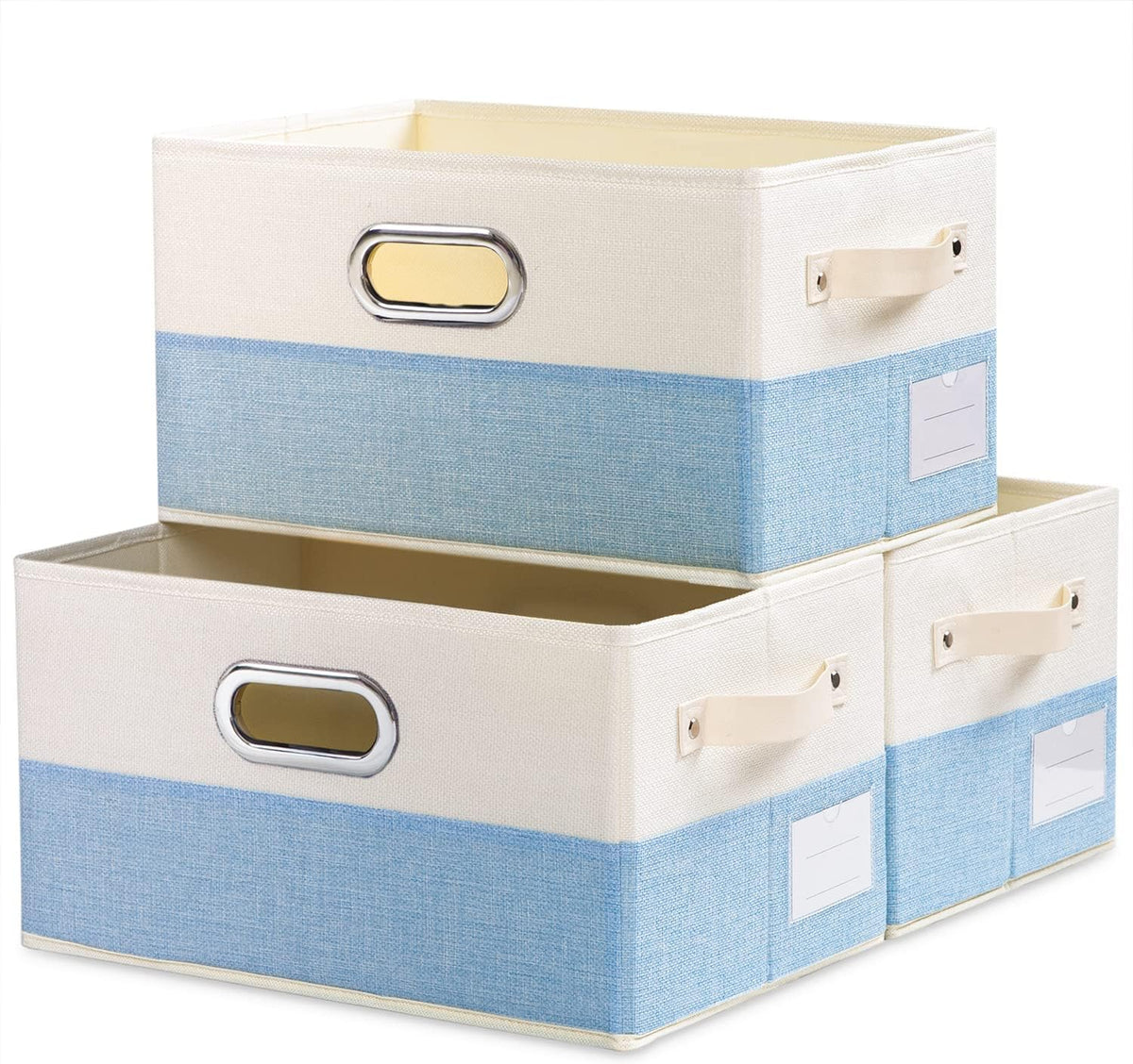 PRANDOM Large Fodable Storage Baskets for Closet [3-pack] Decorative Fabric Storage Bins Cubes with