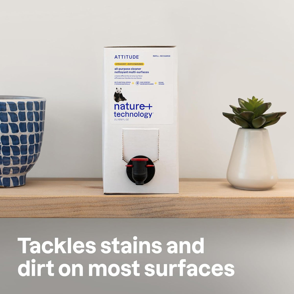 ATTITUDE All-Purpose Cleaner Refill, EWG Verified, Plant-Based & Vegan, Multi-Surface Cleaning