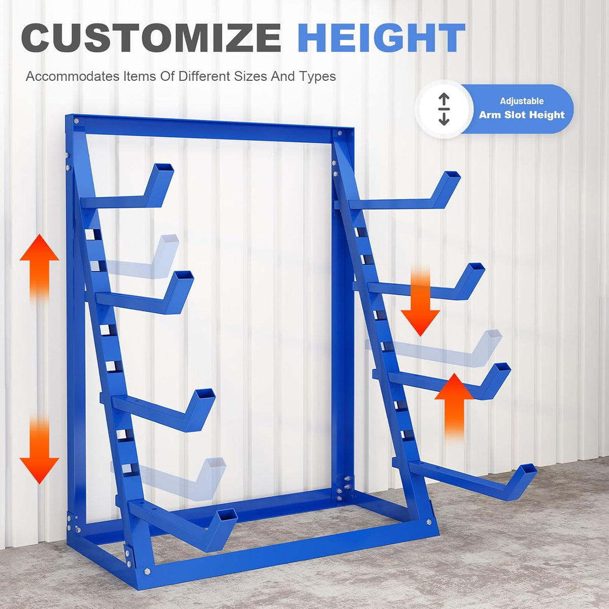 Steel Lumber & Pipe Storage Rack – Heavy Duty 4-Tier Horizontal Organizer Shelf for Garage