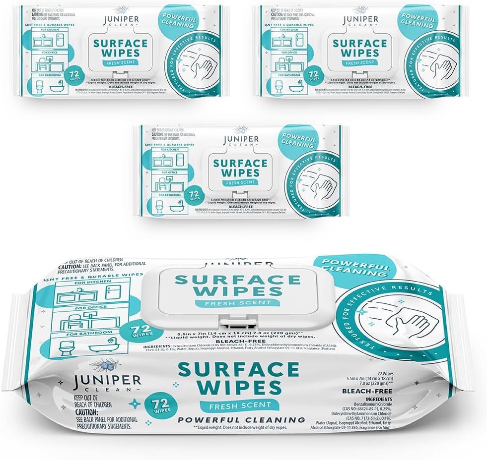 3 Pack Surface Cleaning Wipes Bleach Free, All-Purpose Cleaner for Bathroom, Kitchen, Office, 72