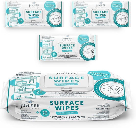 3 Pack Surface Cleaning Wipes Bleach Free, All-Purpose Cleaner for Bathroom, Kitchen, Office, 72
