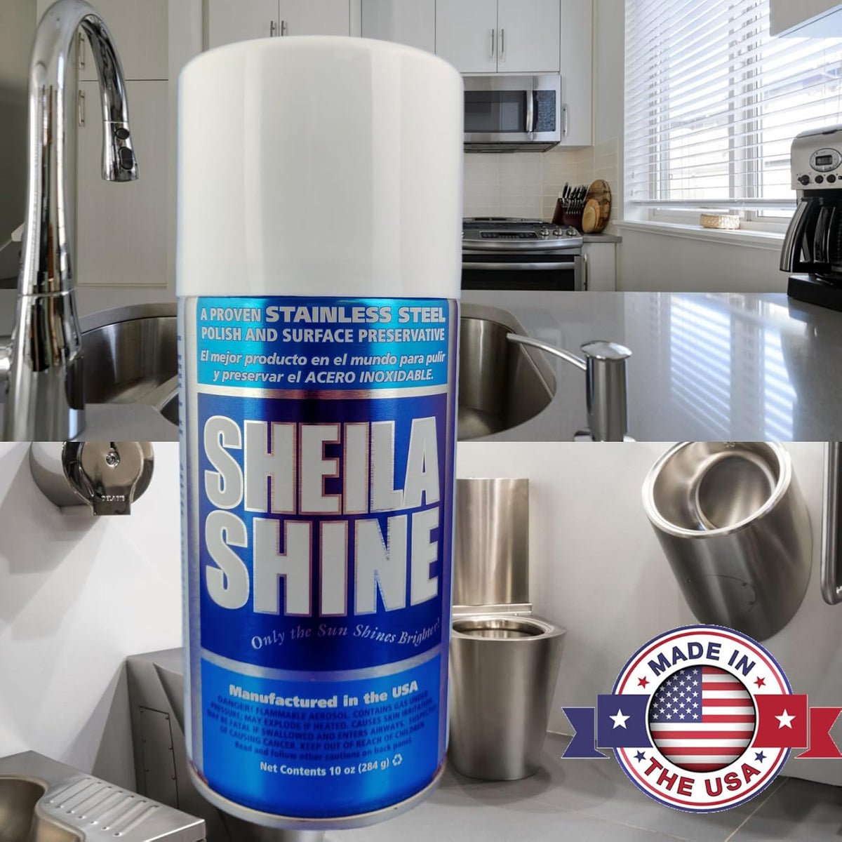 Sheila Shine 3 x 10 Oz. Stainless Steel Cleaner and Polish Aerosol Spray, Protect Household Kitchen