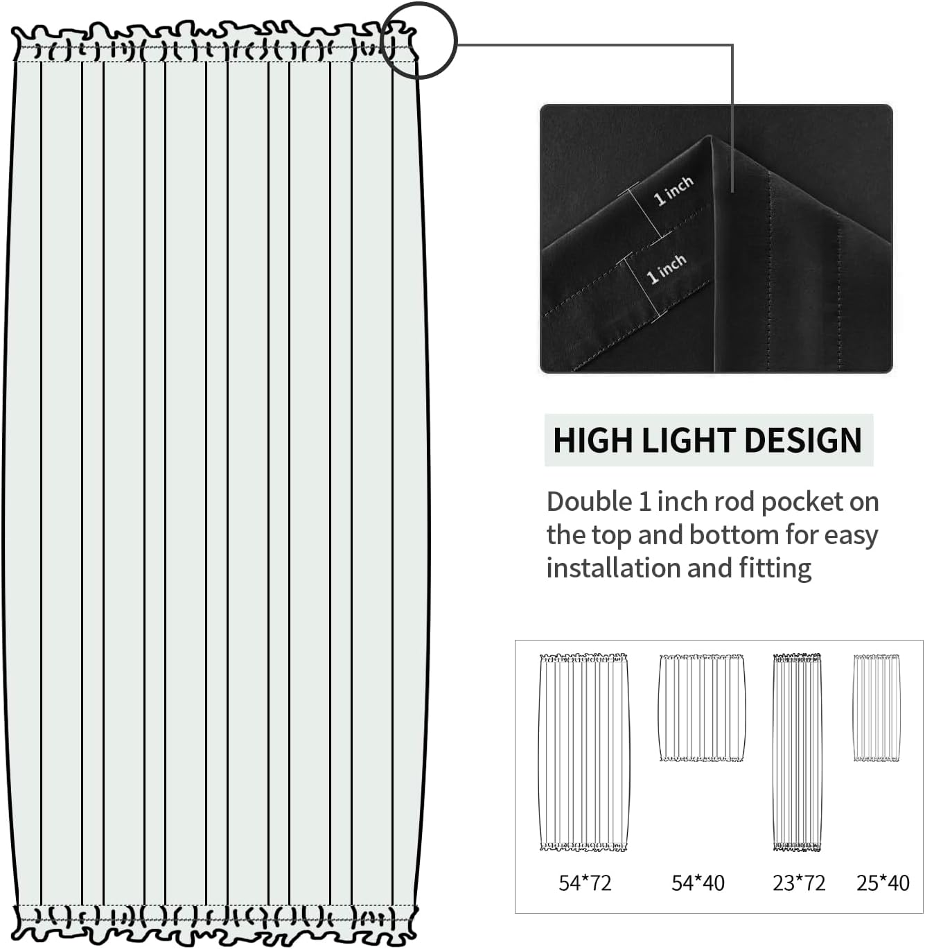 DWCN French Door Curtains – Rod Pocket Thermal Blackout Curtain for Doors with Glass Window