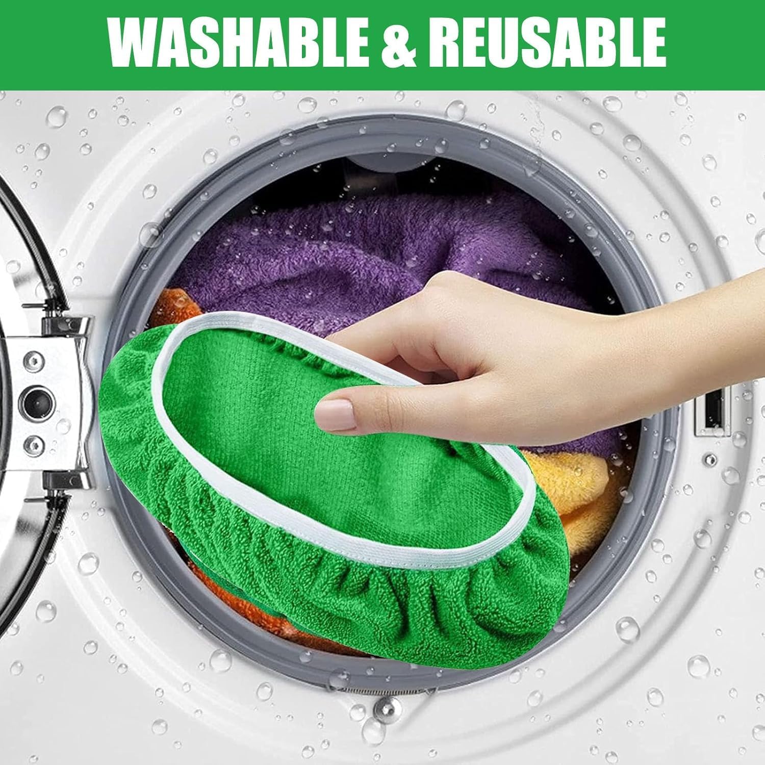Reusable Microfiber Mop Pads Washable Wet & Dry Sweeping Cloths Mop Head Replacement for Household