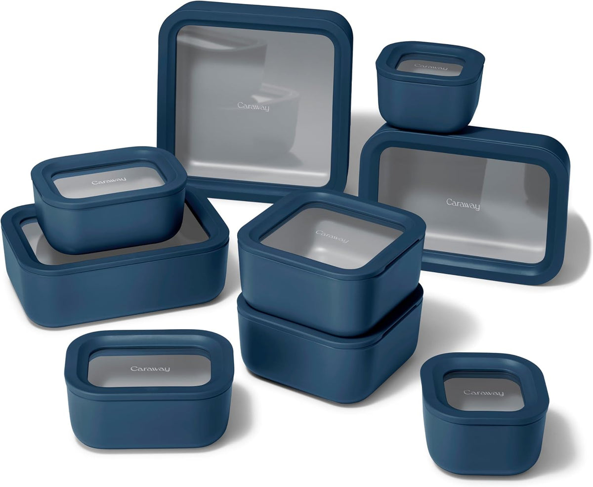 Caraway 25pc Glass Food Storage Set - Glass Storage Containers for Food - Non-Toxic Ceramic-Coated
