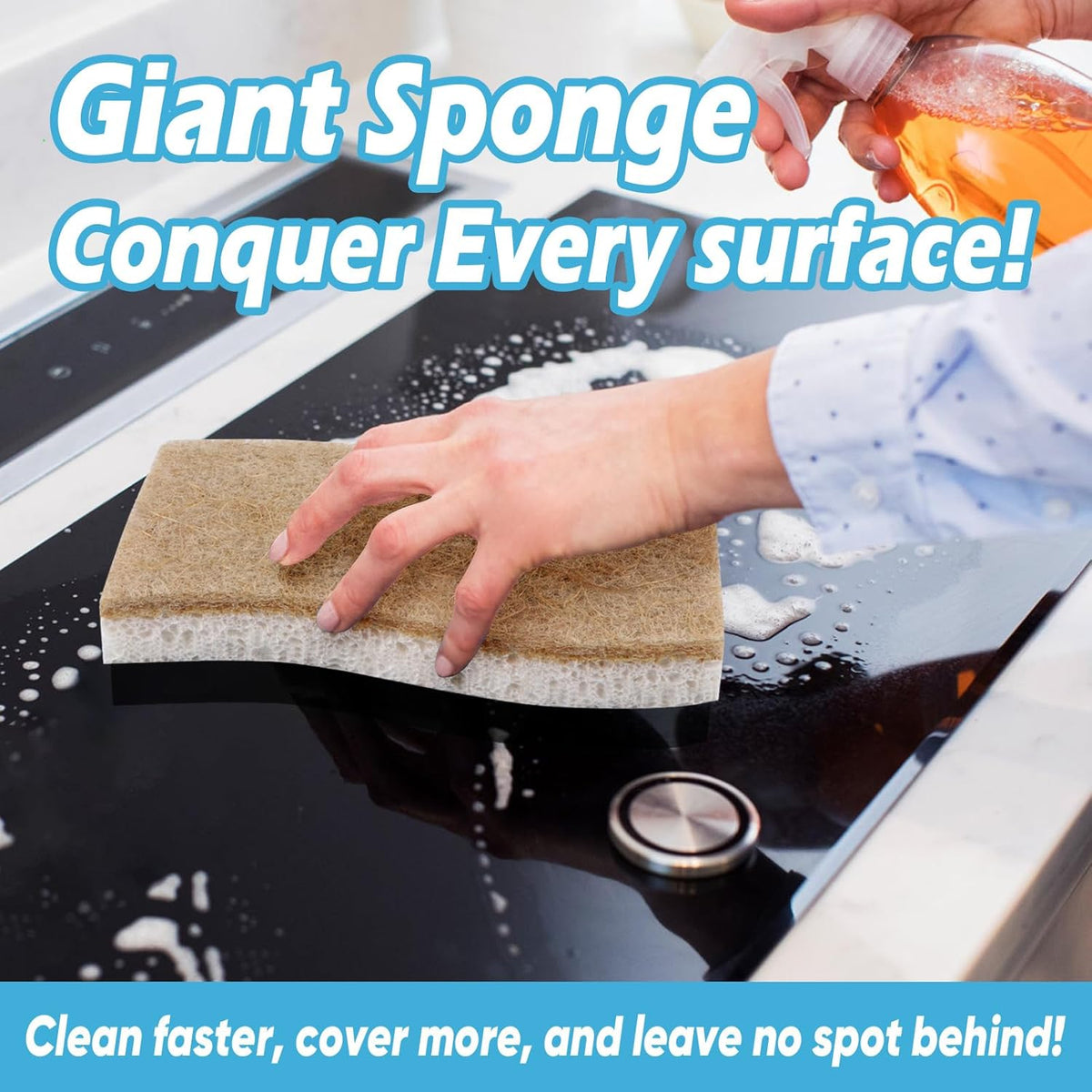 AIDEA XL Scrub Sponges Non-Scratch, 24Count, Large Natural Sponge for Non Stick Cookware, Sponges