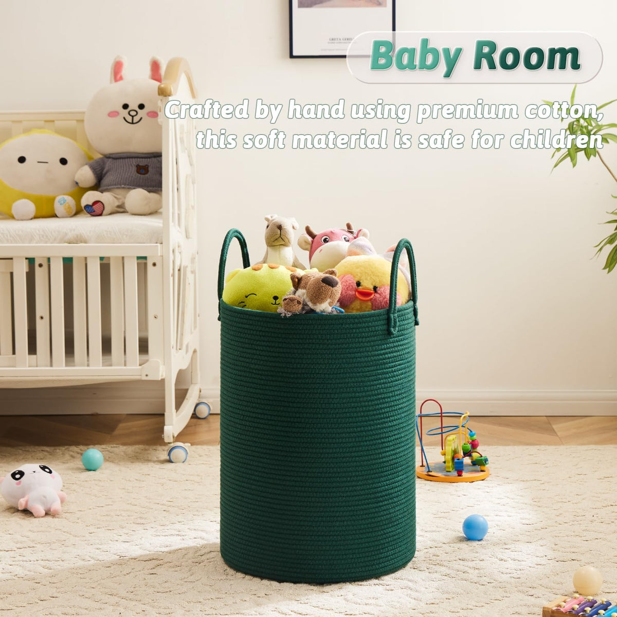 Laundry Basket,Woven Cotton Rope Laundry Hamper,60L for Decorative Storage of Dirty Clothes,Toys