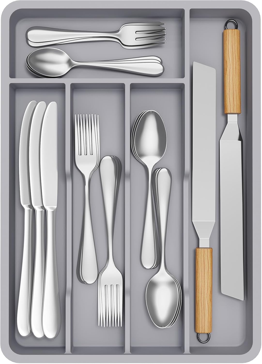 Lifewit Silverware Tray, Deep Wide Cutlery Drawer Organizer Storage for Kitchen, Plastic Flatware