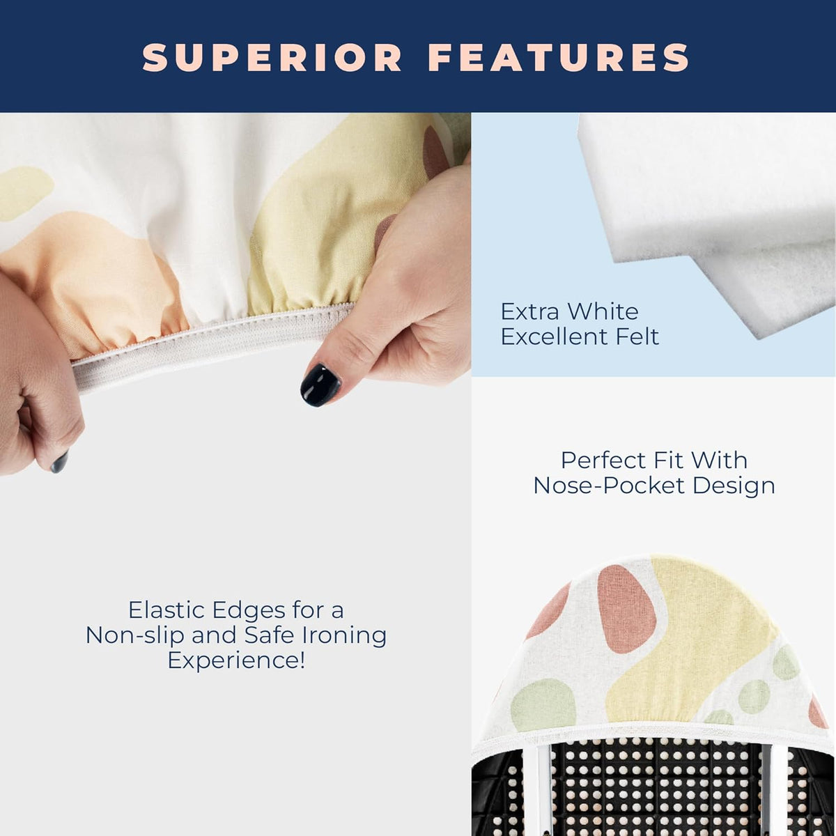 Ironing Board Cover and Pad Extra Thick Heavy Duty Padded 4 Layers Non Stick Scorch and Stain