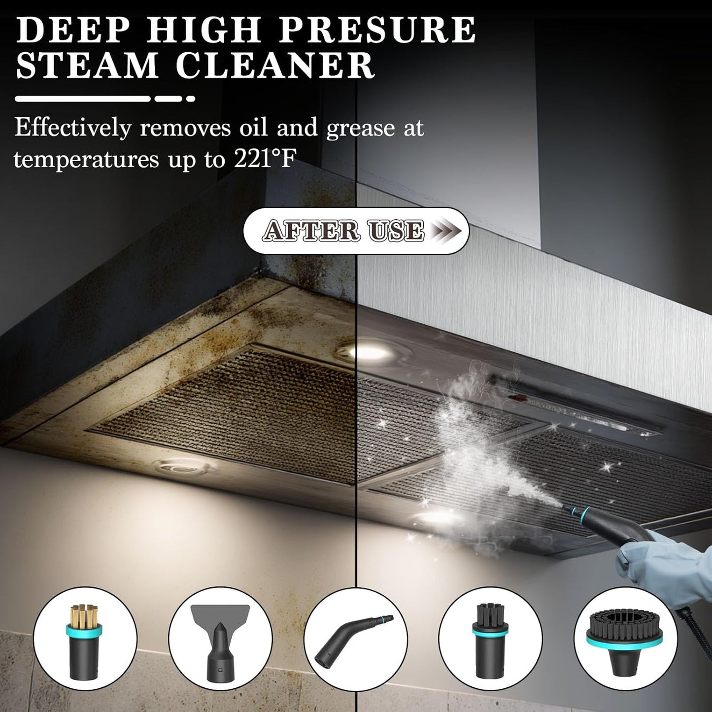 Steam Cleaner,15s Heat-Up 42.27oz Tank,2500w Handheld Steam Cleaner for Home with 15 pcs