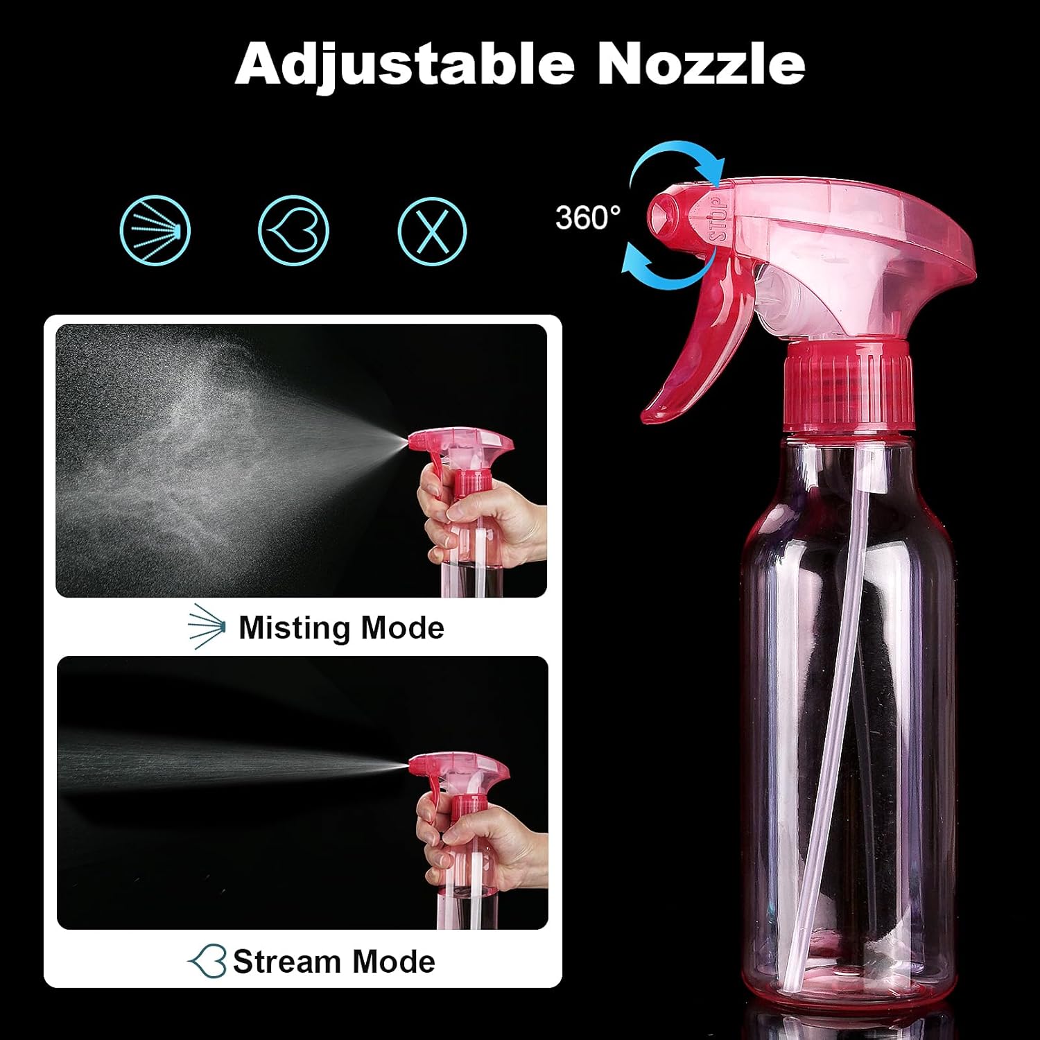 Cosywell Plastic Spray Bottles 8.8oz/260ml 2 Pack Empty Spray Bottle for Cleaning Mist/Stream
