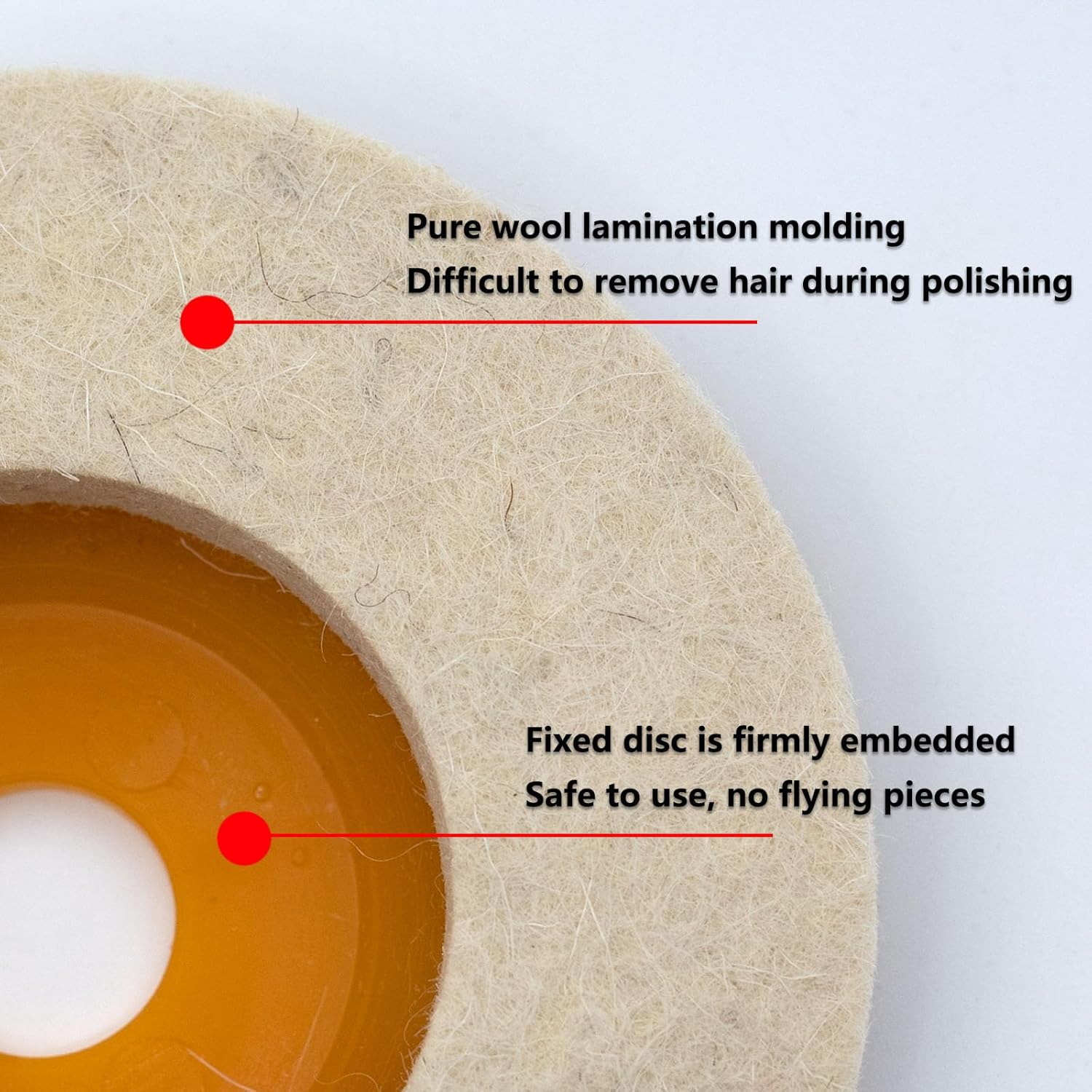 10 Pcs 4 Inch Wool Felt Polishing Wheel Disc,Wool Polishing Wheel Disc for 5/8" Arbor Angle