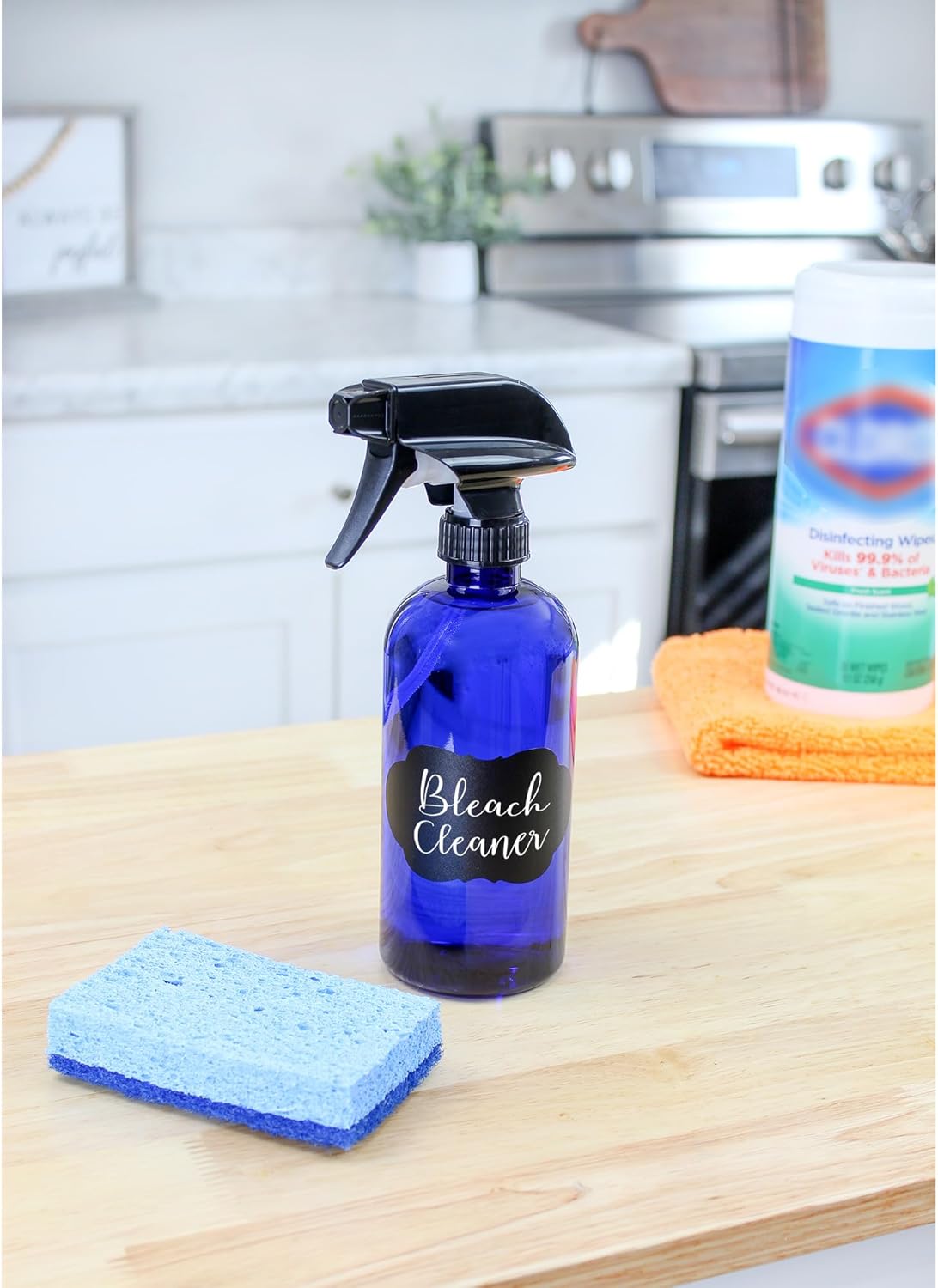 Cornucopia Brands 16oz Cobalt Blue PLASTIC Spray Bottles w/Heavy Duty Mist & Stream Sprayers and