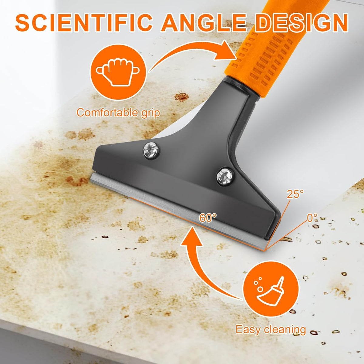 KeFanta Razor Blade Floor Scraper, 4" Wide Heavy Duty Scraper Tool with 45.7" Long Handle, 10PCS