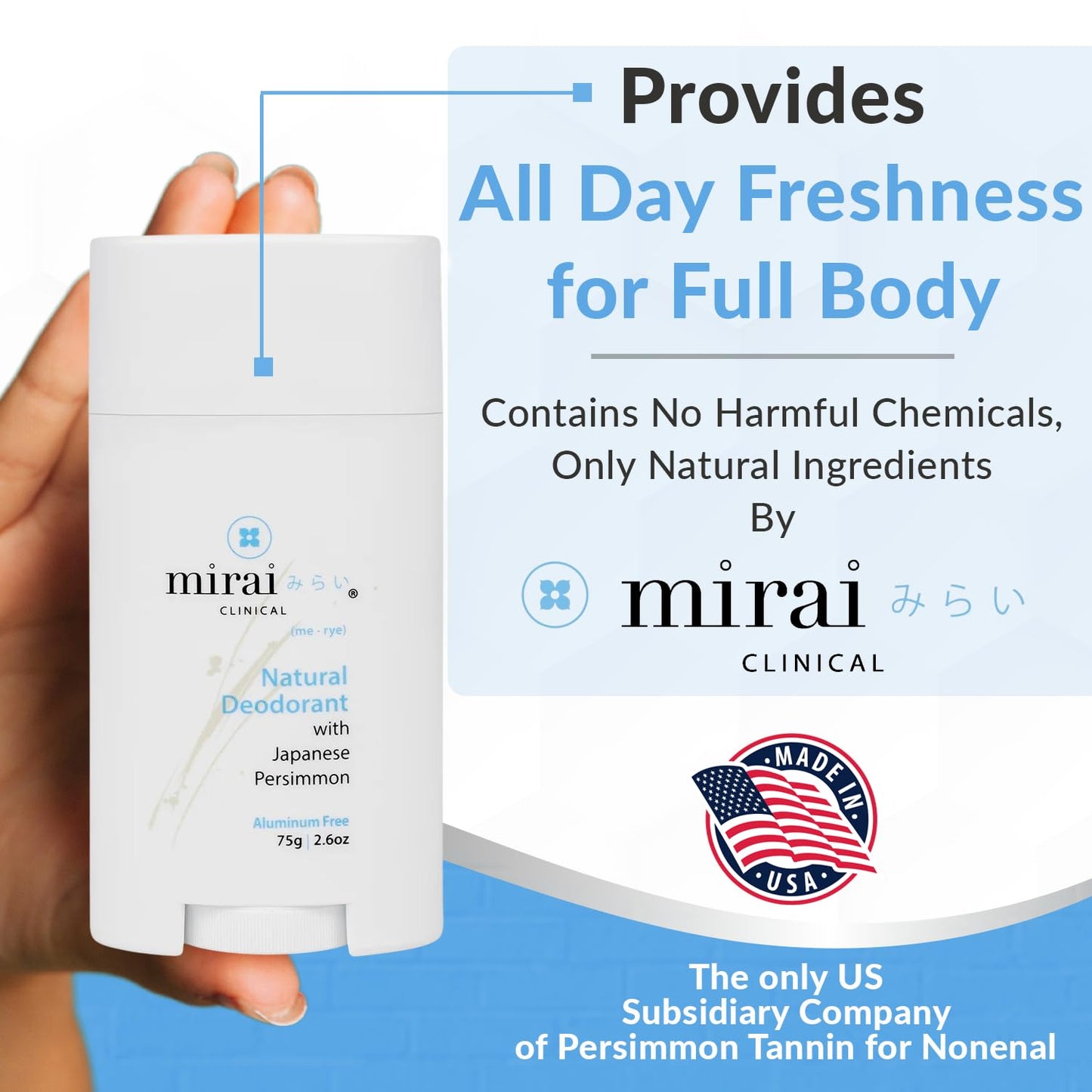 Mirai Clinical - All Natural Deodorant for Women and Men - w/Japanese Persimmon Extract - Full-Body