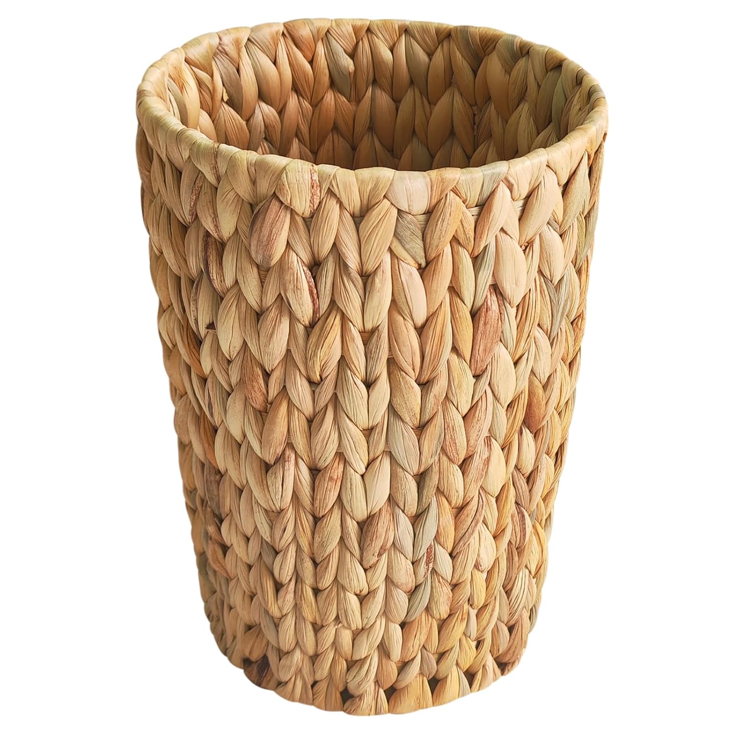 Wicker Trash Can,Small Bathroom Trash Can,Water Hyacinth Wicker Waste Basket for Bathroom,Boho