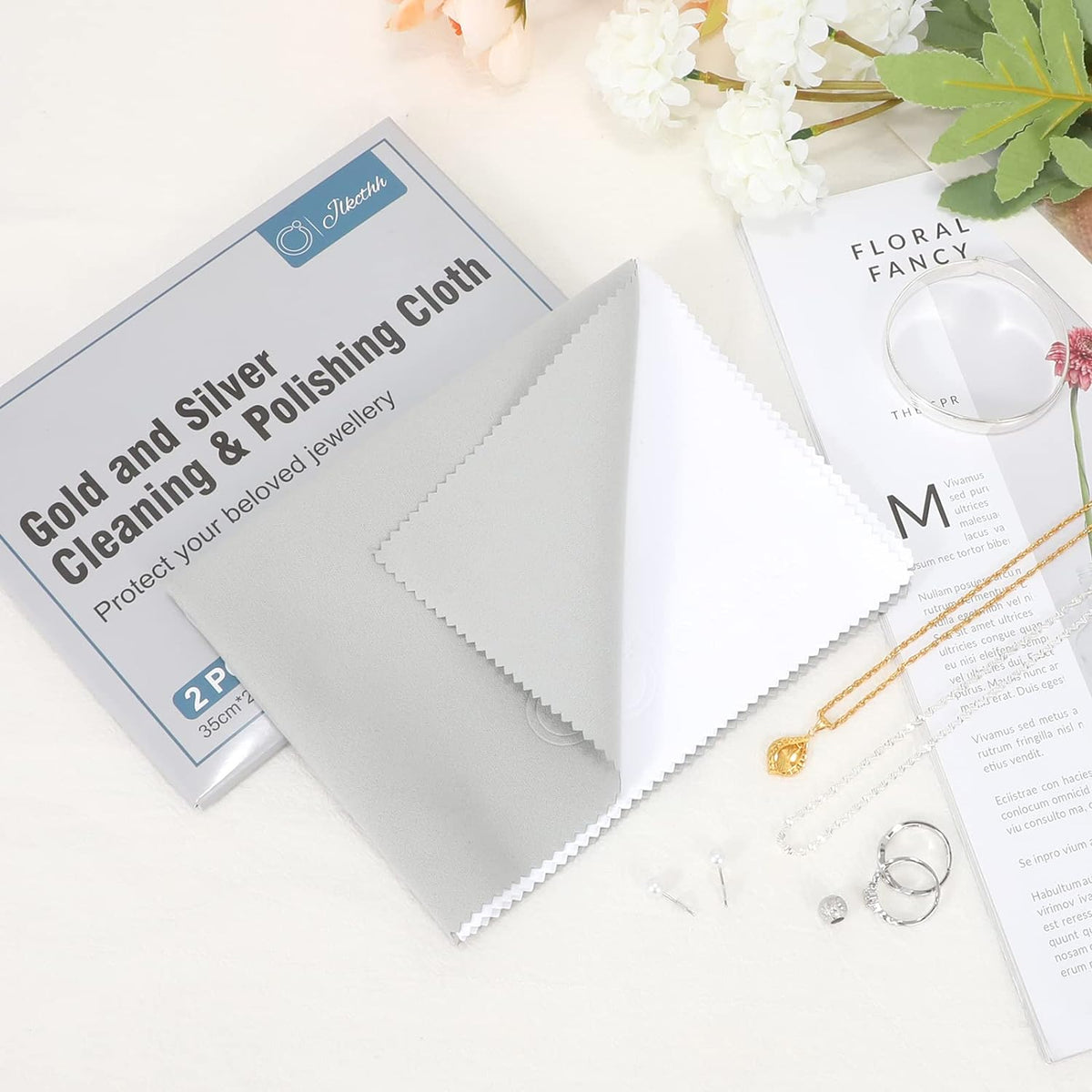 Jewelry Cleaning and Polishing Cloth, 100% Pure Cotton Silver Polishing Cloth for Sterling Silver &