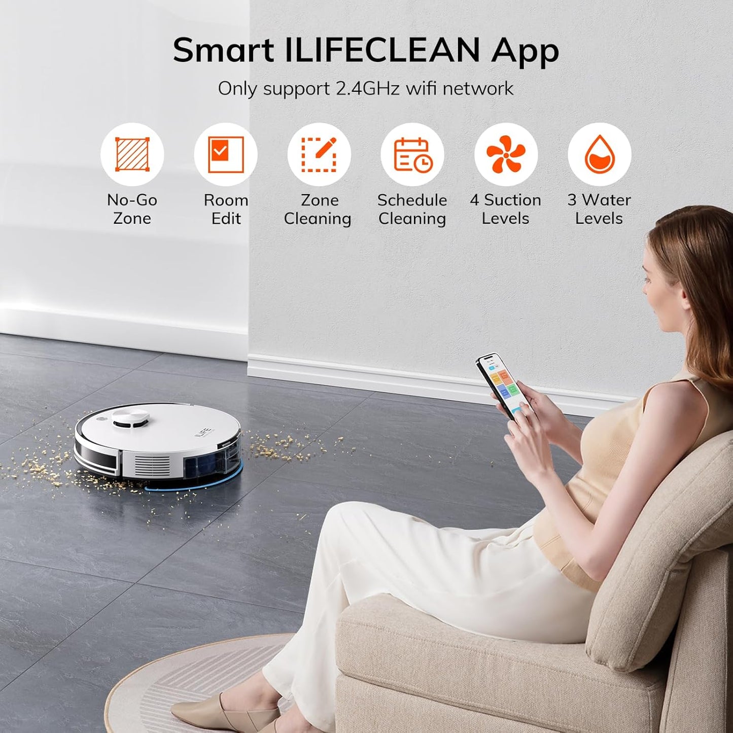 ILIFE A30 Pro Robot Vacuum and Mop, Self Emptying Station for 60 Days, 5000Pa Suction, LiDAR