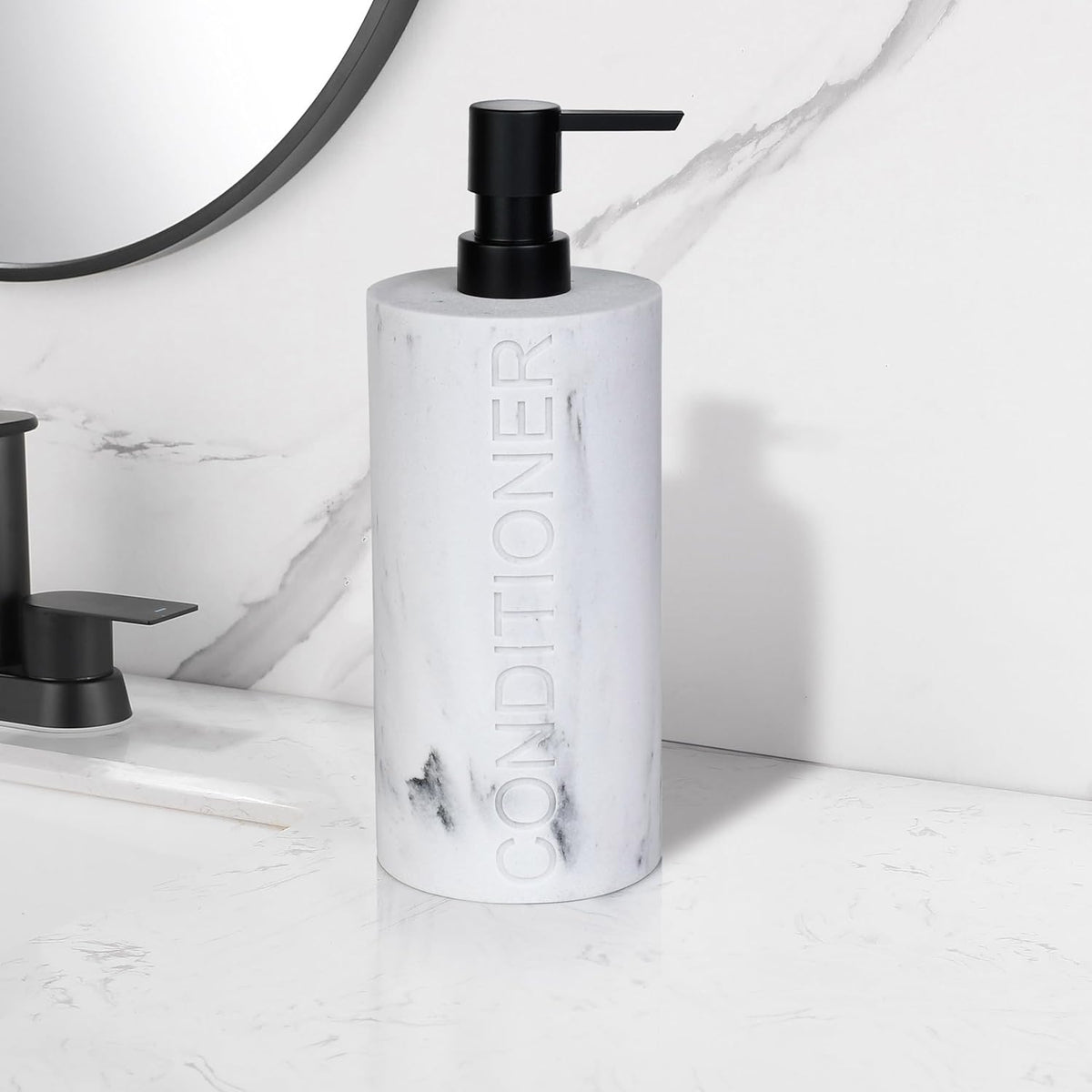 Conditioner Dispenser – Luxurious Refillable Pump Bottle with Embossed Text, Durable Construction