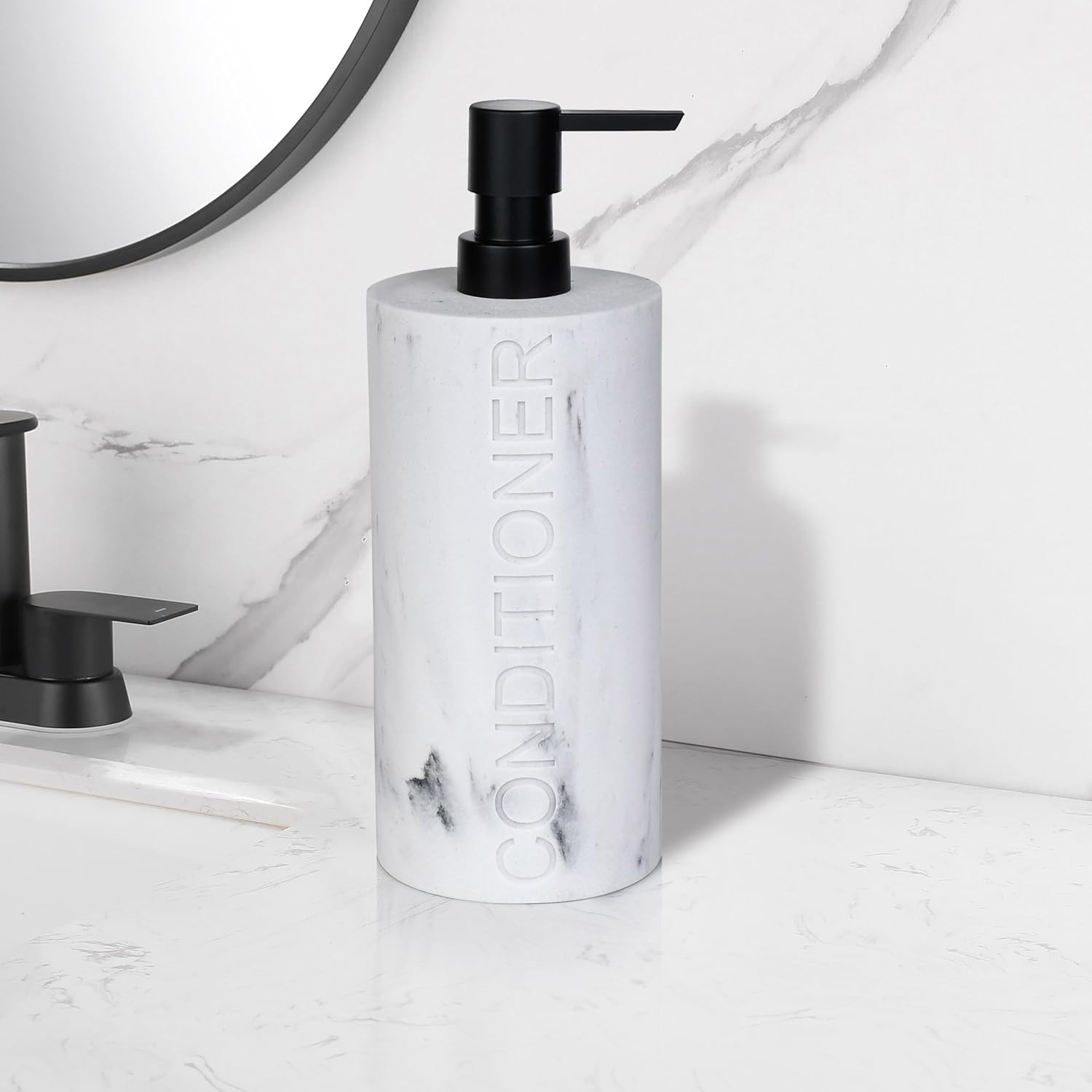 Conditioner Dispenser – Luxurious Refillable Pump Bottle with Embossed Text, Durable Construction