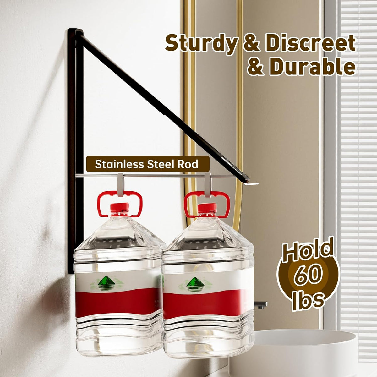 Clothes Drying Rack, Laundry Room Wall Mounted Retractable Clothes Hanger Drying Rack, Laundry