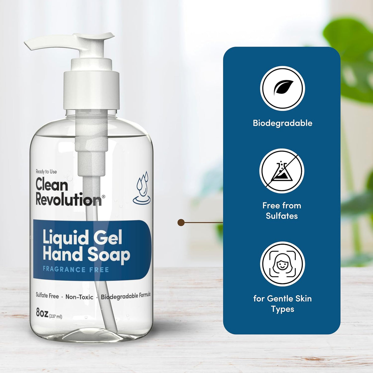 Clean Revolution Liquid Gel Hand Soap, Silky Rich Liquid, Quick Lather, Fast Rinsing (Fragrance