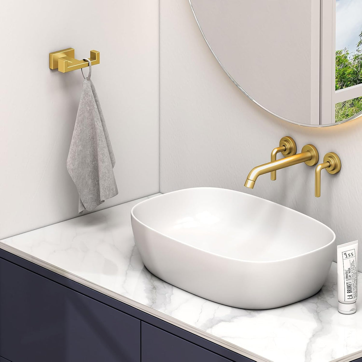 Angle Simple Towel Hook for Bathroom, SUS 304 Stainless Steel Hand Towel Holder, Double Robe Coat