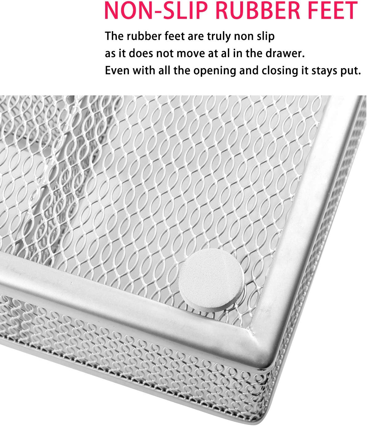 JANE EYRE Drawer Organizer, Cutlery Tray Silverware Flatware Storage Divider for Kitchen, Mesh Wire