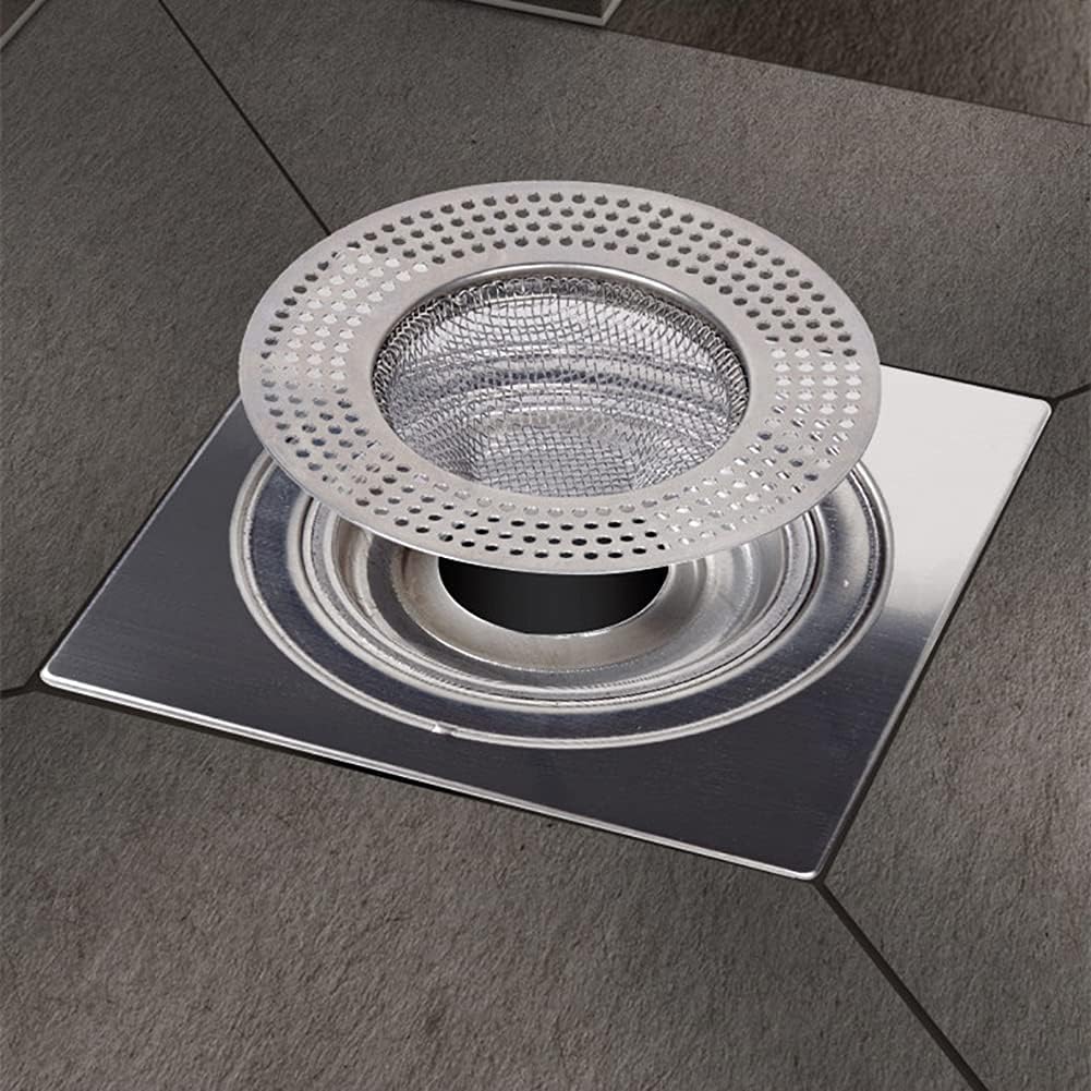 2pcs Heavy Duty Stainless Steel Slop Basket Filter Trap,3.54" Top / 1.65" Mesh Metal Sink