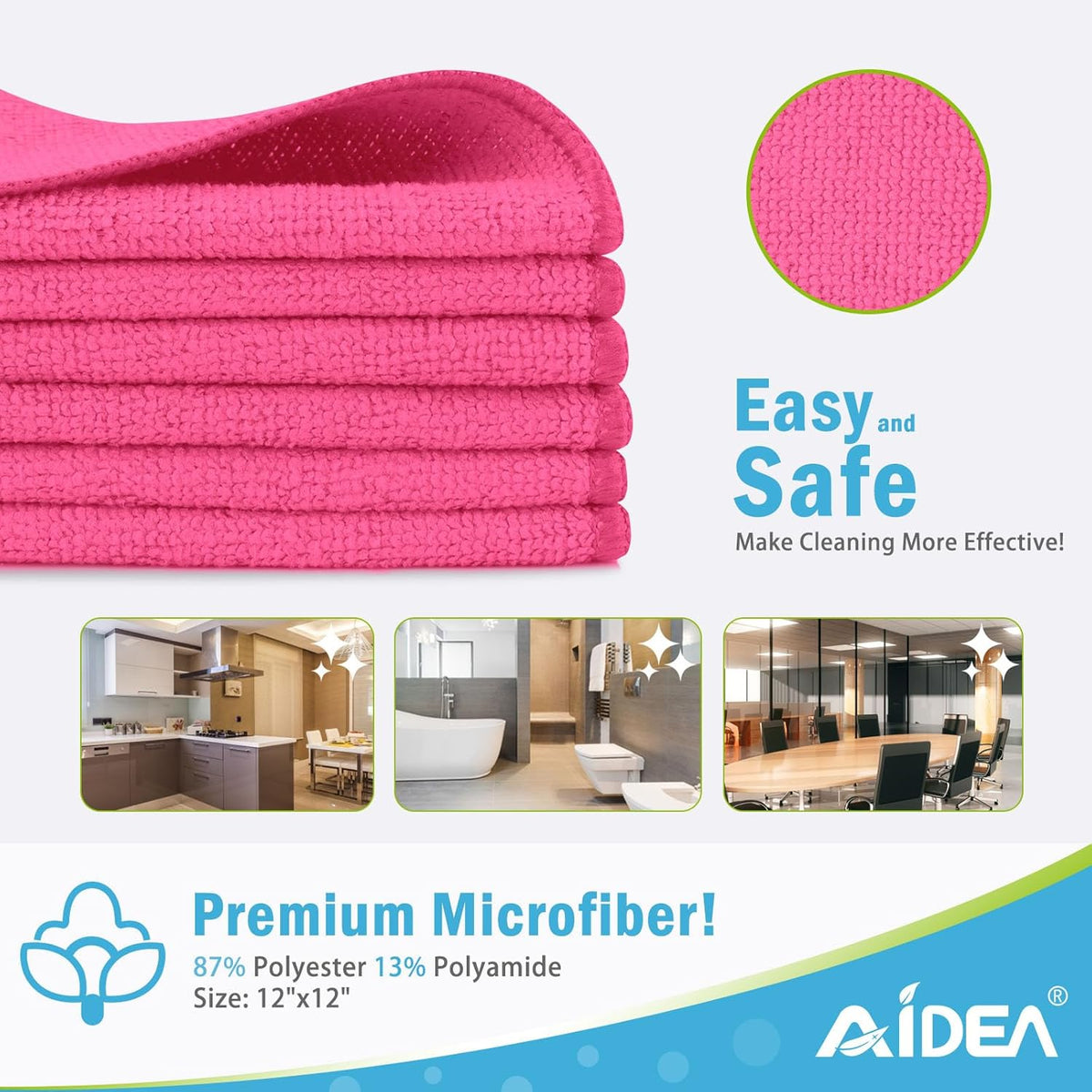 AIDEA Microfiber Cleaning Cloth-12PK, Soft Microfiber Towels for Cars, Absorbent Cleaning Rags