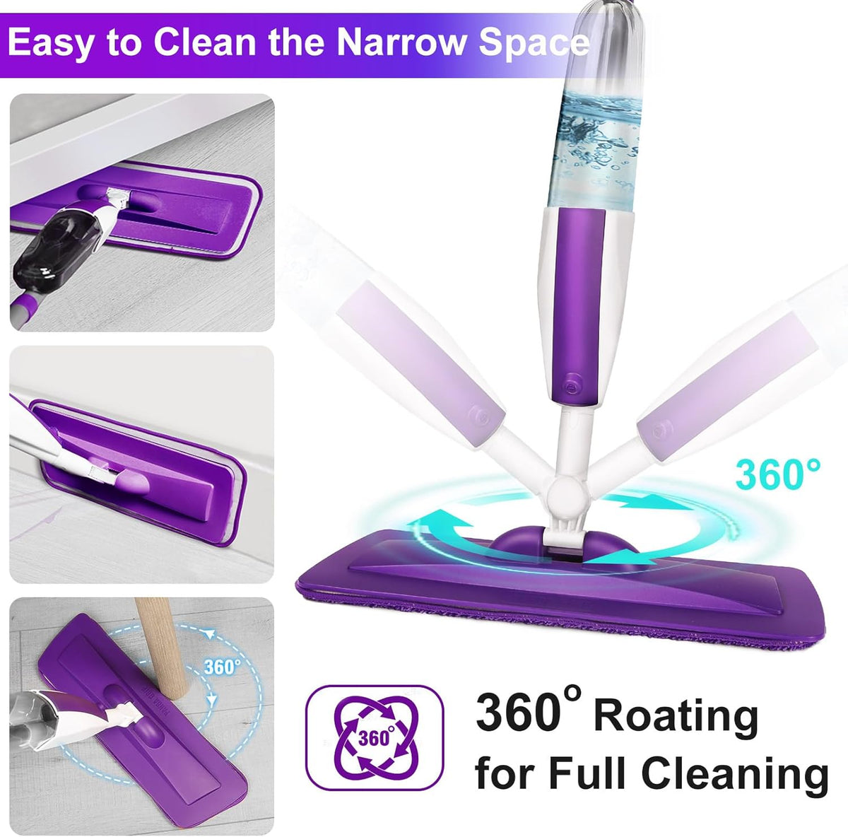 Spray Mops for Floor Cleaning Floor Mop with a Refillable Spray Bottle and 3 Washable Microfiber