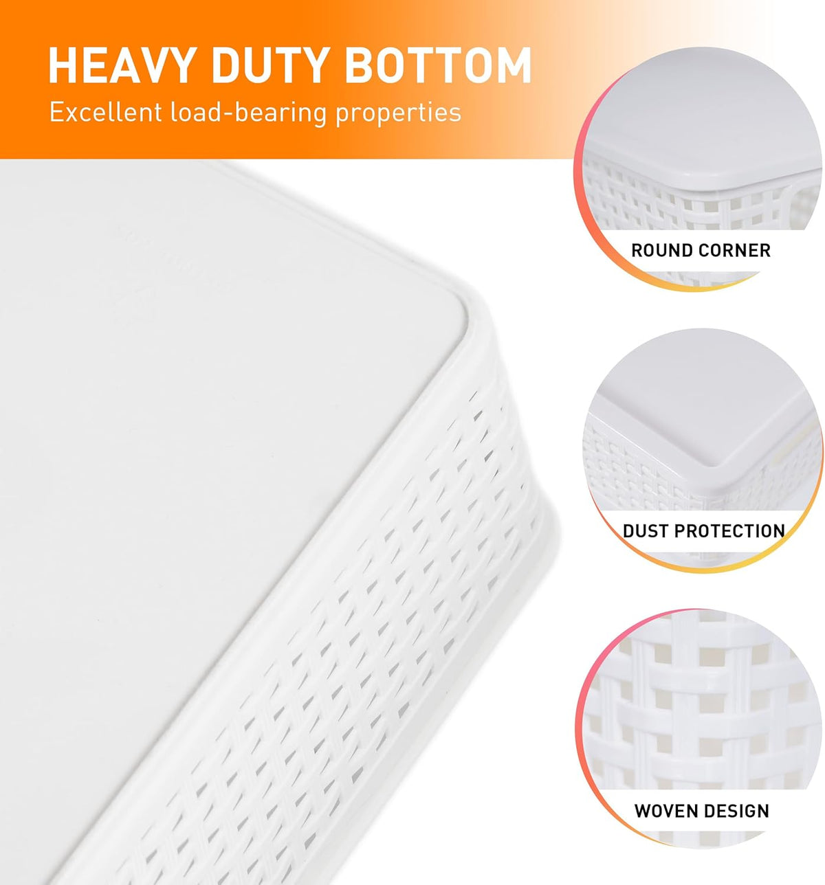 Plastic Storage Baskets With Lid, Storage Bins for Organizing, Stackable Decorative Containers for