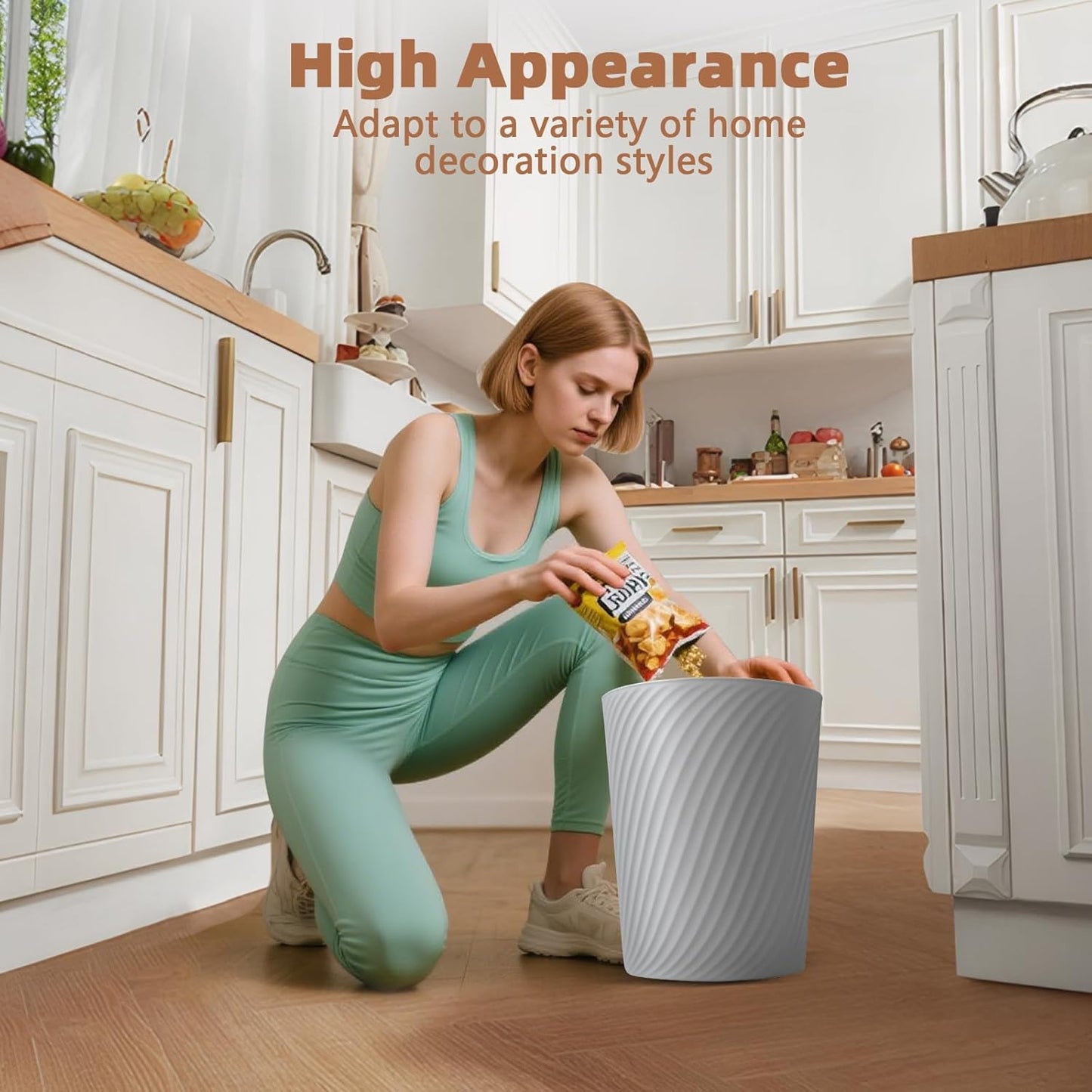 Small Trash Can 1.8 Gallons, Bathroom Trash Can & Garbage Can with 6 Trash Bags, Bedroom Trash Bin