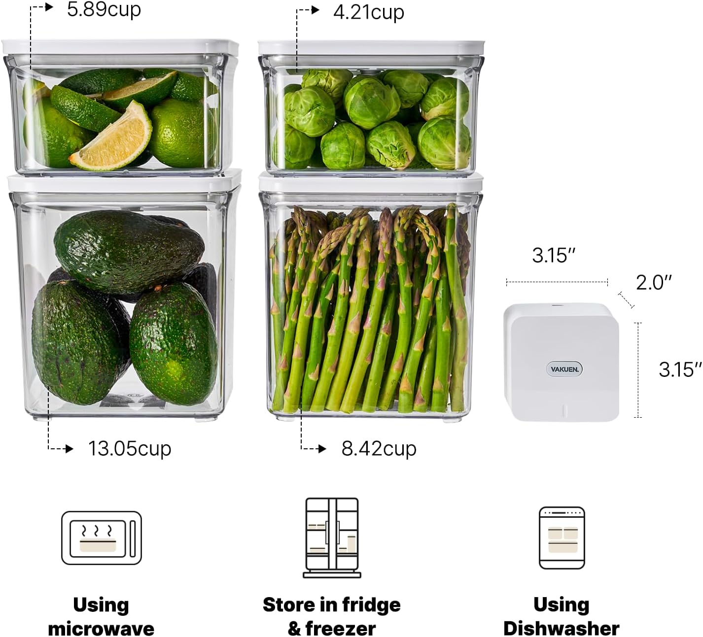 VAKUEN Premium Airtight Food Storage Containers & Vacuum Sealer Machine Starter Set, 4-piece