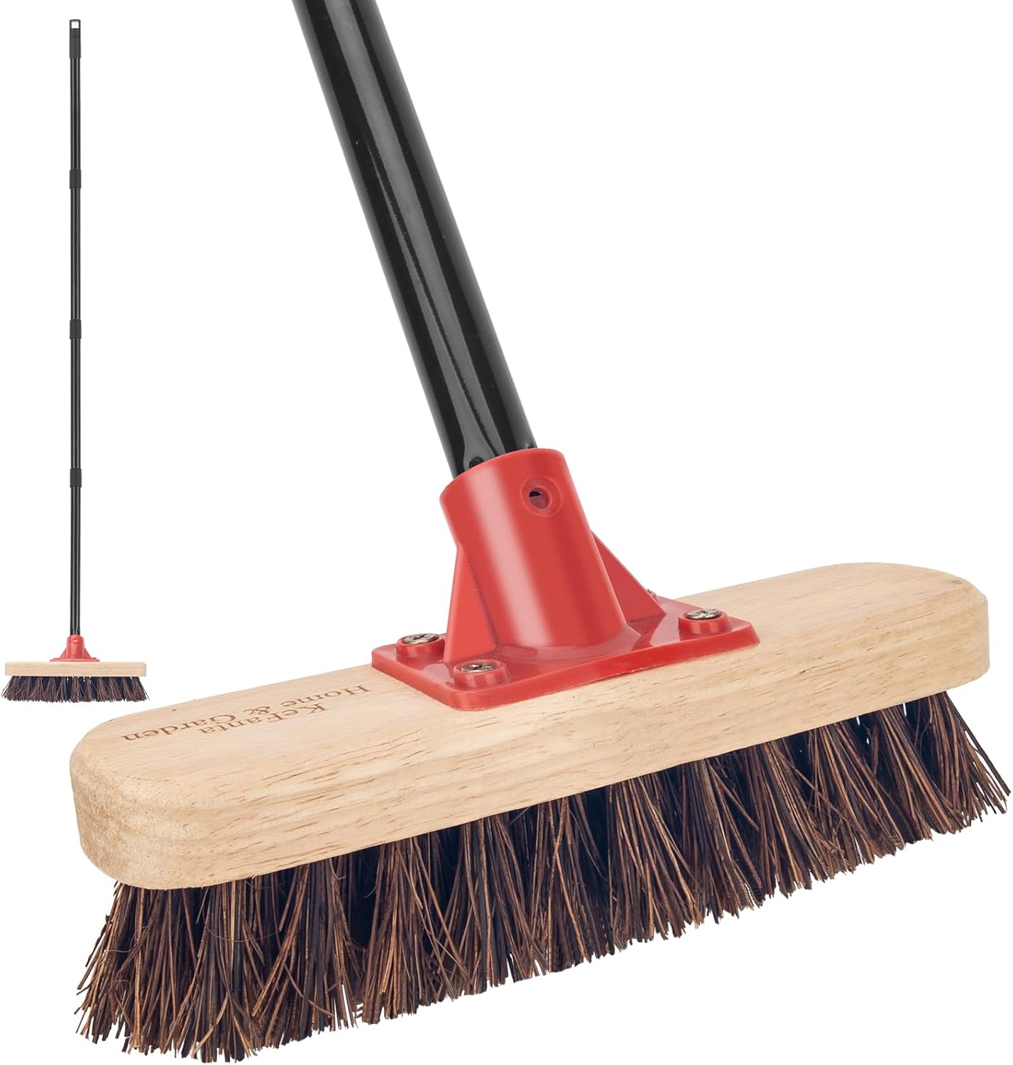 Deck Brush with Long Handle, 52'' Palmyra Bristle Scrub Broom for Boat, Patio, Garage, Concrete