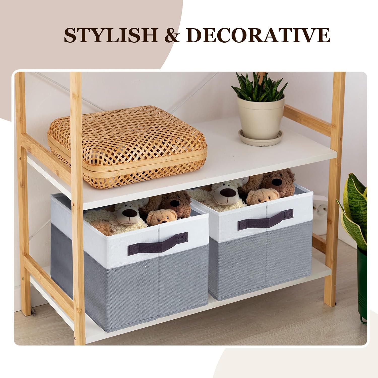 4 Pack Large Closet Storage Baskets Bins for Shelves | Fabric Closet Organizers and Storage with