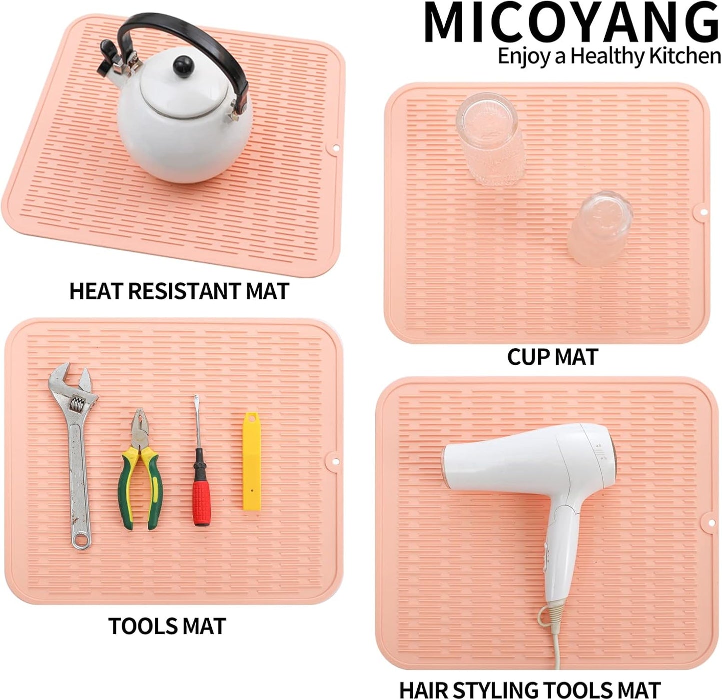 Silicone Dish Drying Mat for Multiple Usage,Easy clean,Eco-friendly,Heat-resistant Silicone Mat for