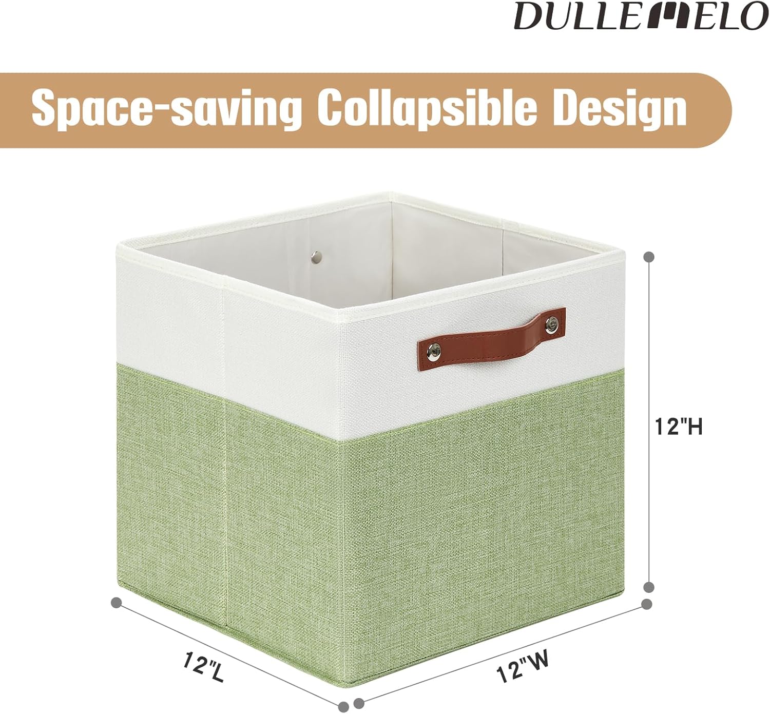 DULLEMELO Fabric Storage Cubes, 12x12 Storage Cube Bins for Organizing, Foldable Storage Baskets