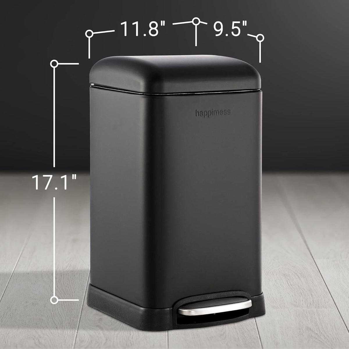 happimess HPM1012B Betty Retro Mini 3.2-Gallon Step-Open Trash Can with Soft-Close Lid, Modern