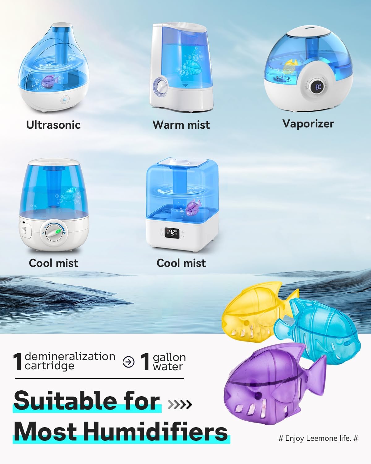 Leemone Humidifier Cleaning Fish for Humidifiers & Fish Tanks, 10 Pack Humidifier Cleaner, Purifies